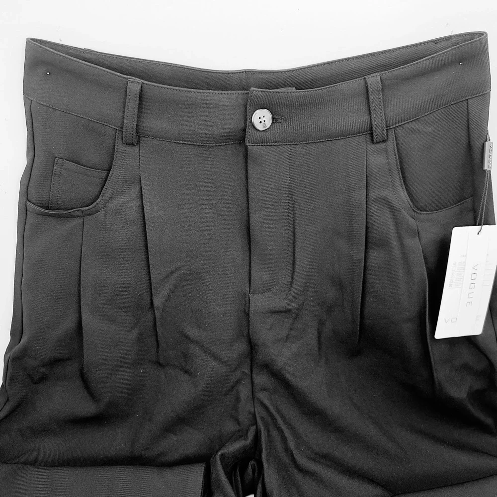 VOGUE STYLING WIDE LEG PANTS, JET BLACK COLOR, XL SIZE, 2 POCKETS IN FRONT
